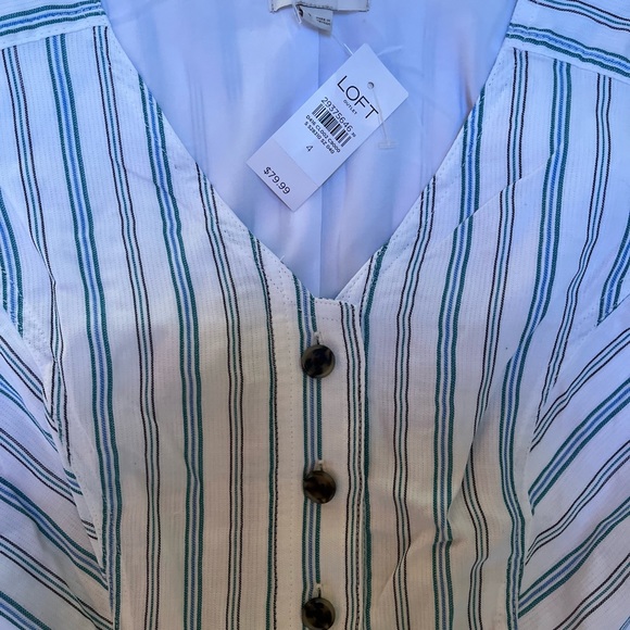 Loft white button down stripe dress size 4 NWT - Picture 3 of 4
